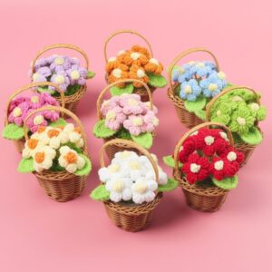 Mini Flores Crochet con Canasto