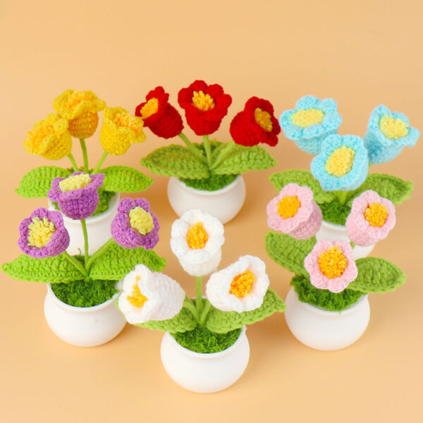 Flor Lirio del Valle Tejida a Crochet 3 Ramos